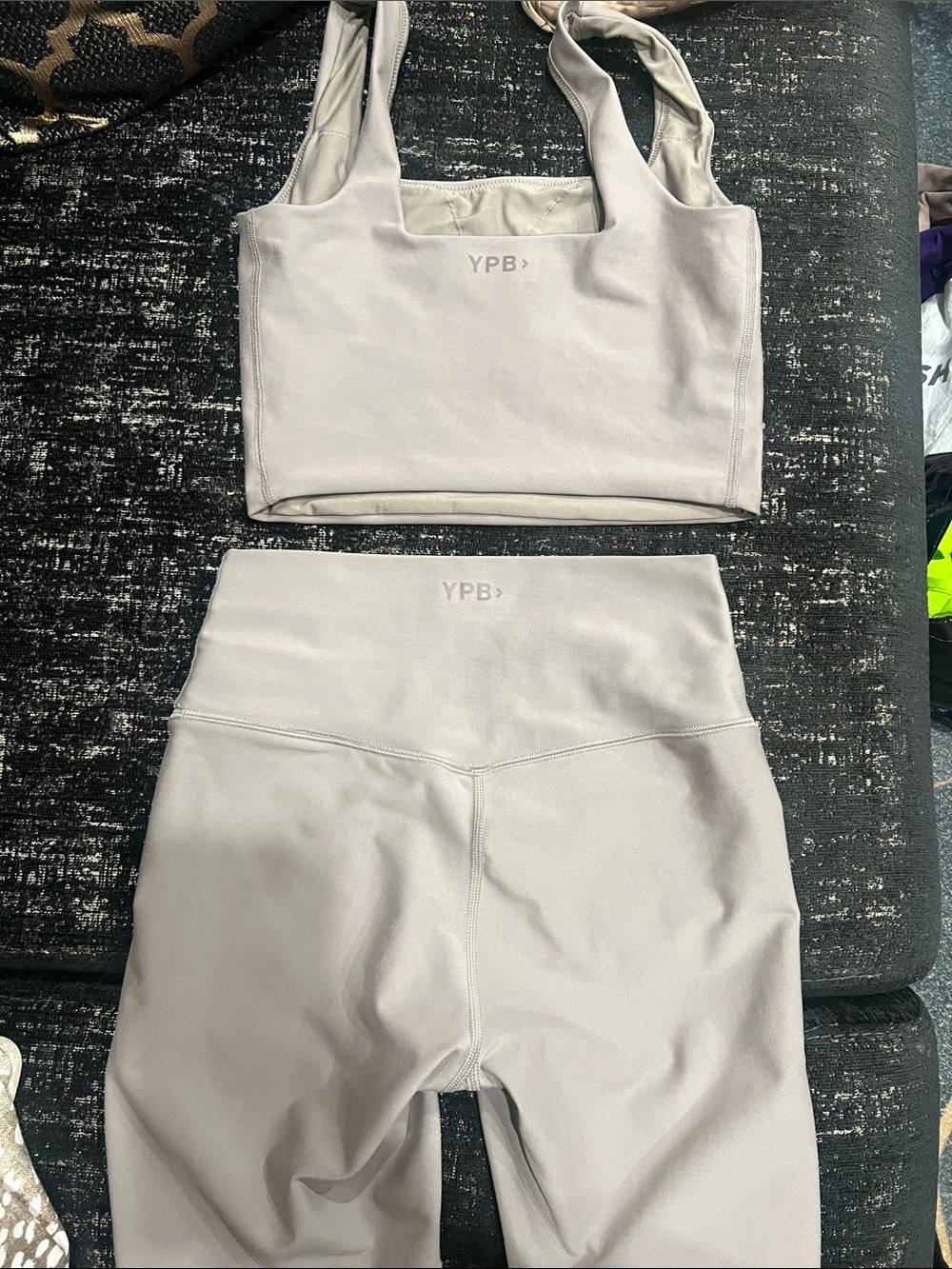 YPB Soft Taupe Active Set - Sports Bra & High Waist Leggings